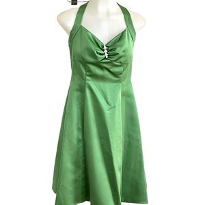 David’s Bridal Women’s Formal Prom Halter Dress Fully Lined Green Sz 4